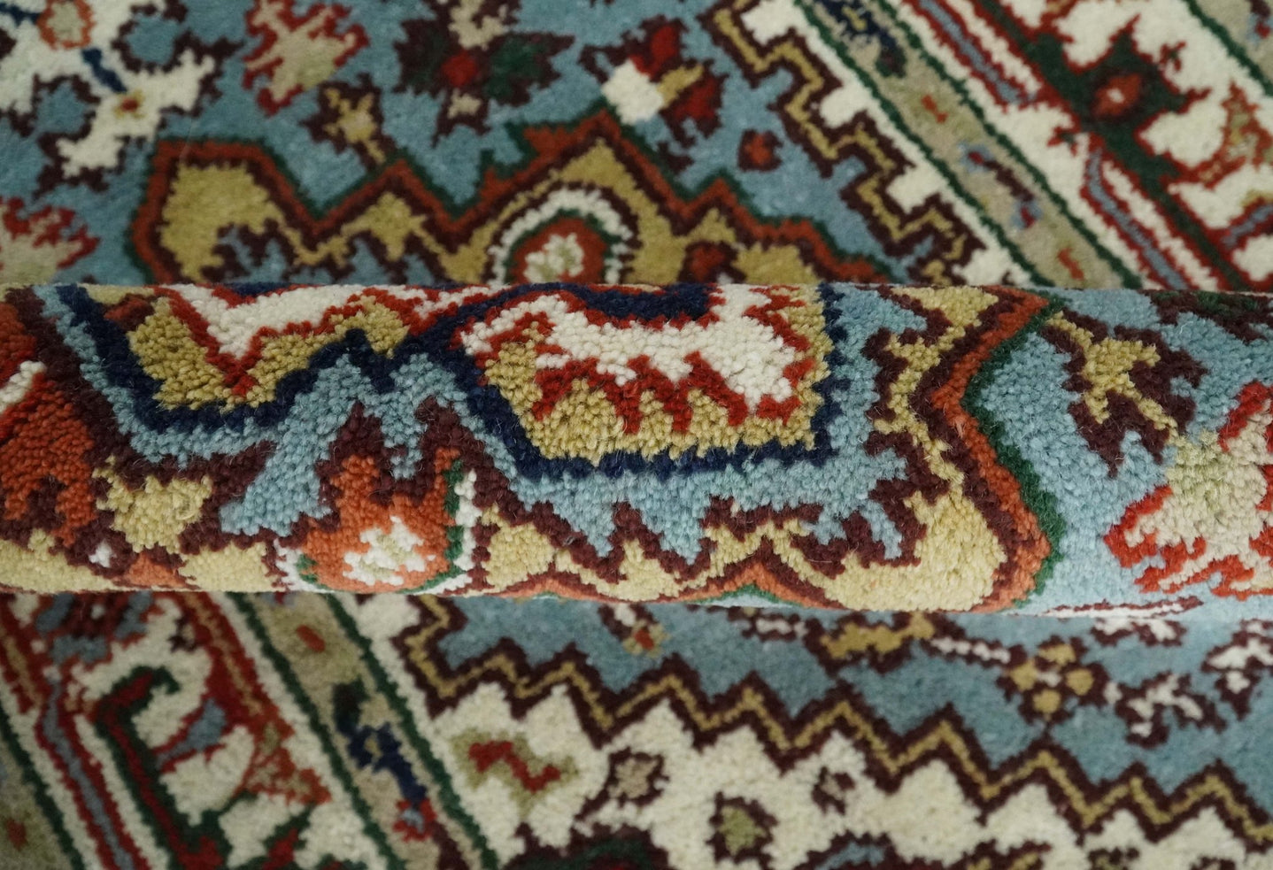 3x5 and 4x6 Mustard, Aqua and Ivory and Brown Traditional Hand knotted wool Area Rug - The Rug Decor