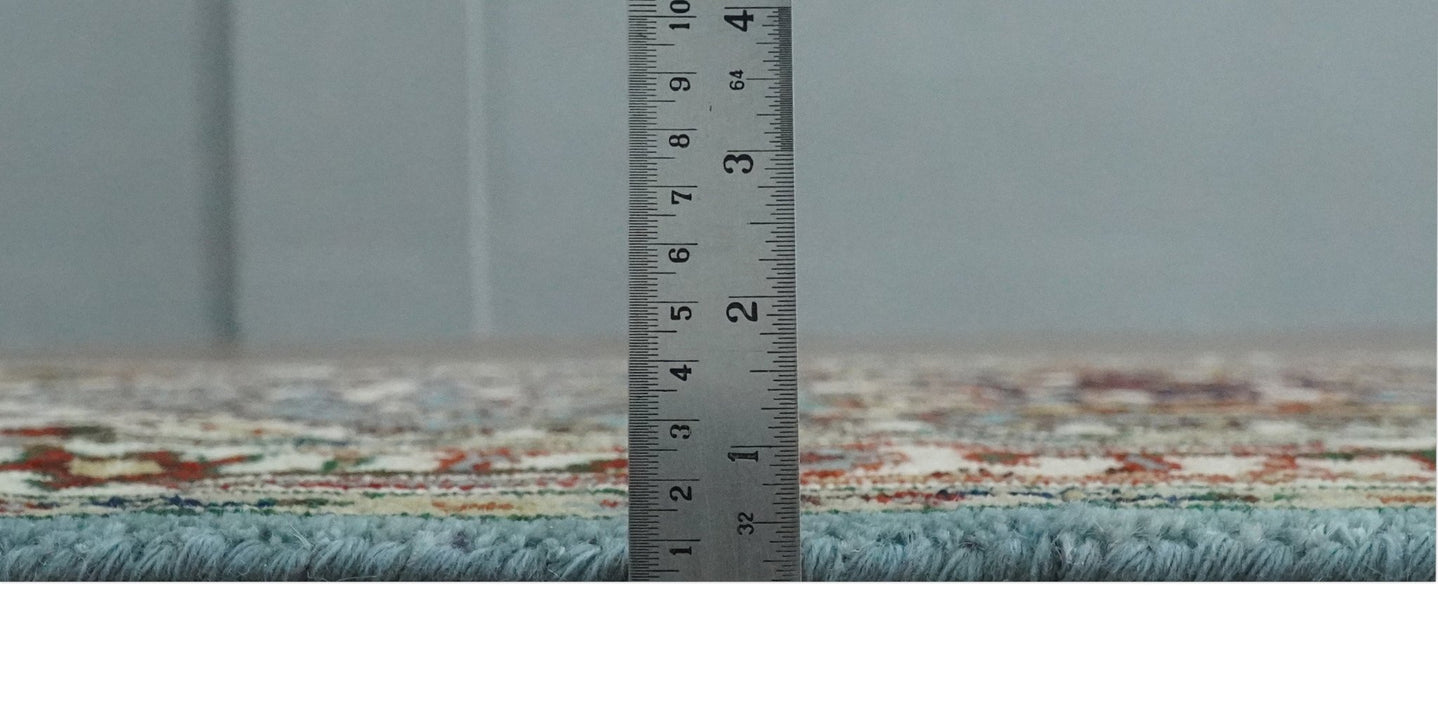 3x5 and 4x6 Mustard, Aqua and Ivory and Brown Traditional Hand knotted wool Area Rug - The Rug Decor