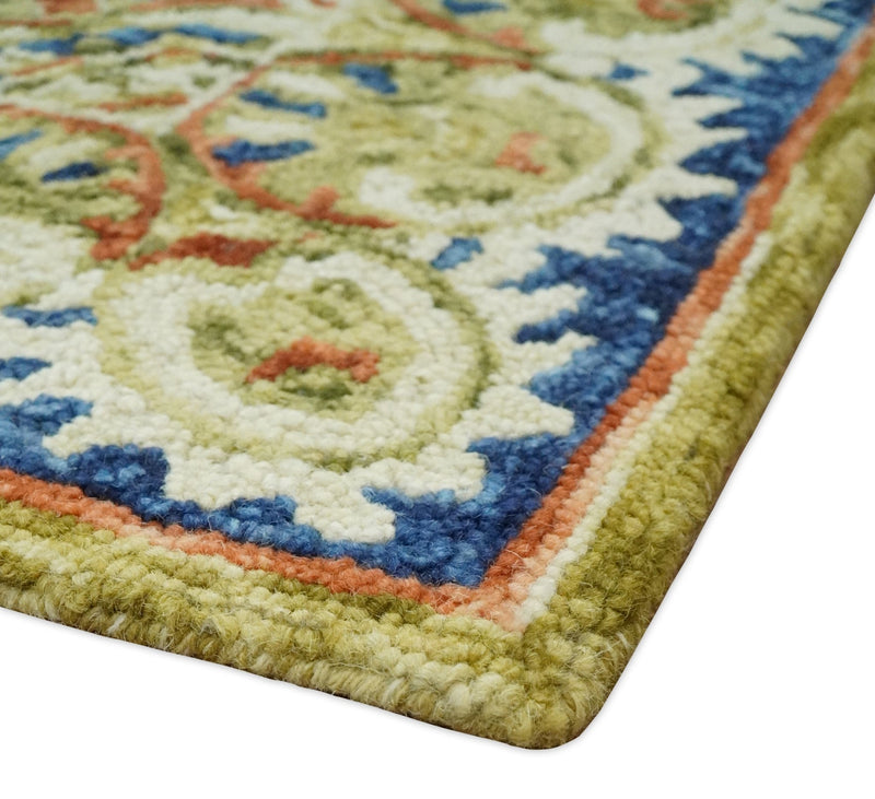 3x5 Hand Tufted Blue and Beige Persian Style Oriental Wool Area Rug | TRDMA13 - The Rug Decor