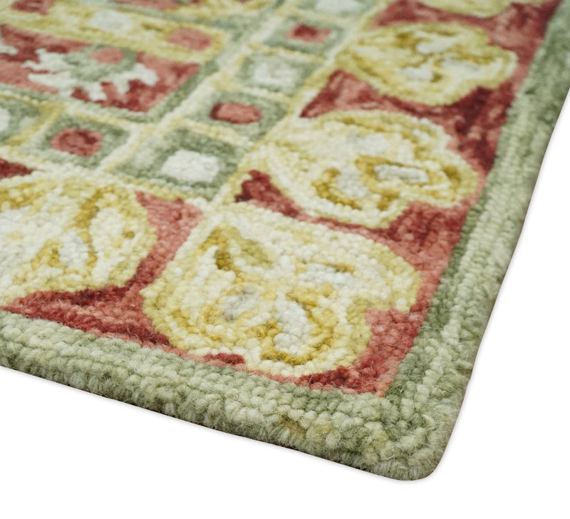 3x5 Hand Tufted Green and Beige Persian Style Oriental Wool Area Rug | TRDMA14 - The Rug Decor