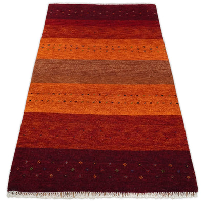 3x5 Red and Rust Wool Hand Knotted traditional Vintage Antique Southwestern Gabbeh | TRDCP36935 - The Rug Decor