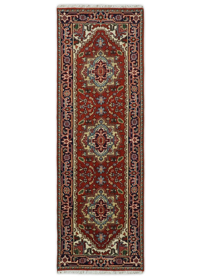 3x5,4x6, 5x8, 8x10, 9x12 and 12x15 Rust and Blue Hand Knotted Traditional Antique Persian Design Wool Rug | TRDCP385810 - The Rug Decor