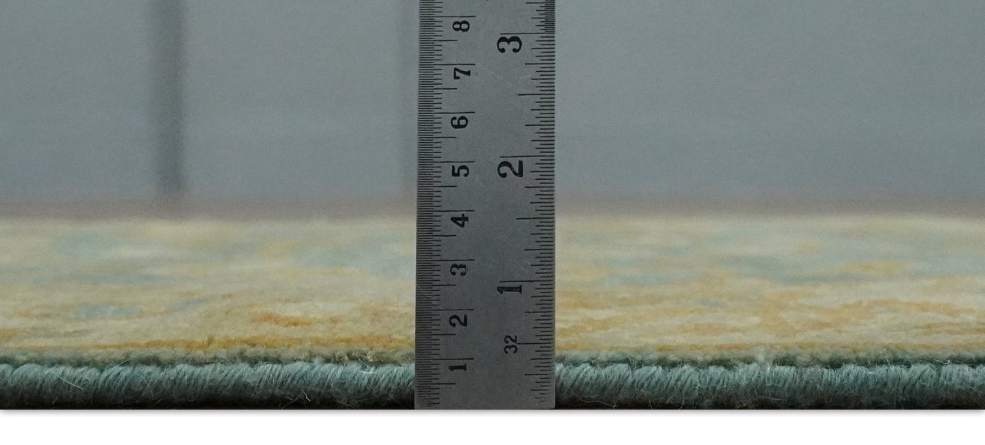 3x6 Runner Hand Knotted Blue, Beige and Rust Traditional Oushak Wool Area Rug | N338266 - The Rug Decor