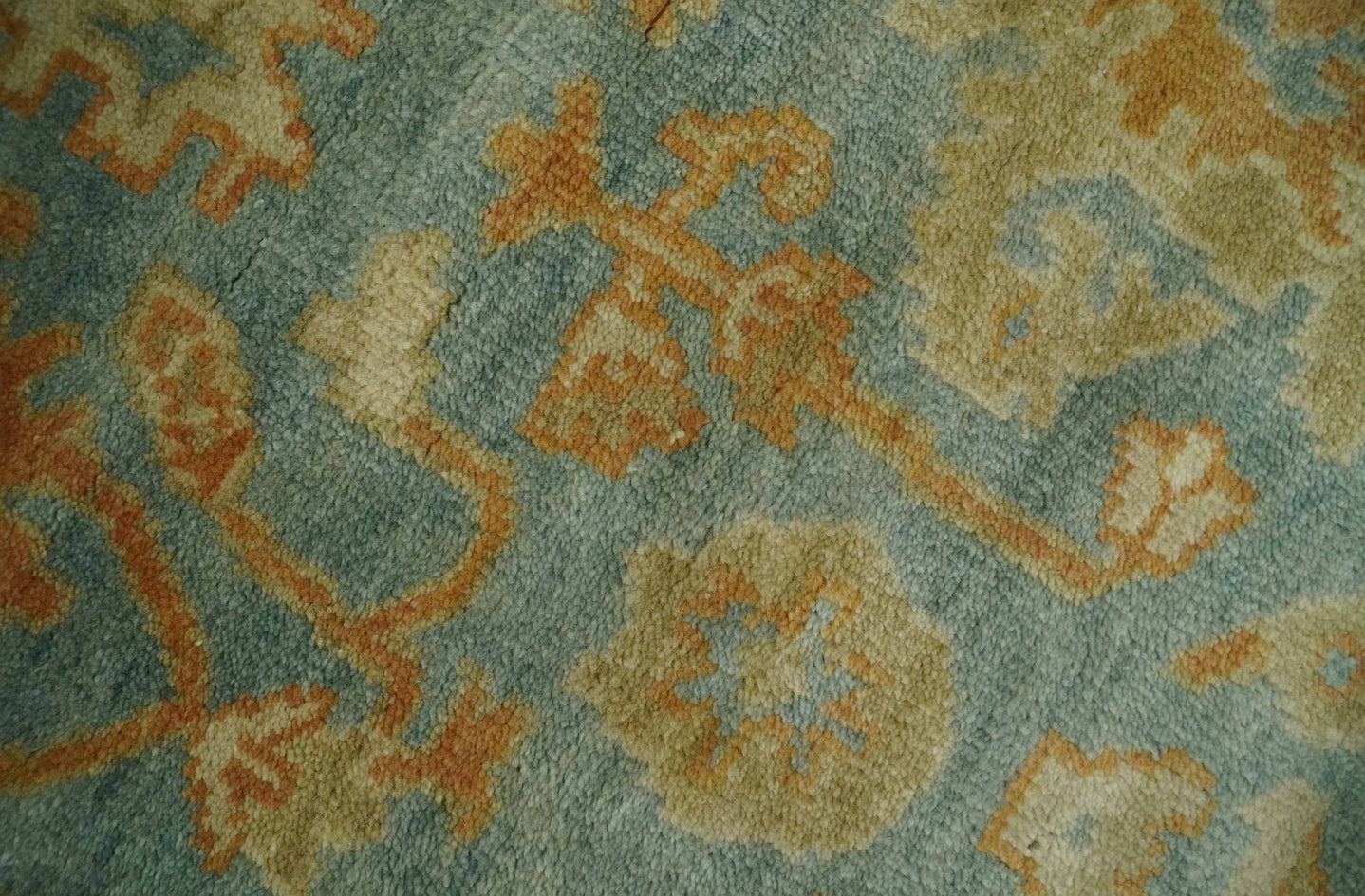 3x6 Runner Hand Knotted Blue, Beige and Rust Traditional Oushak Wool Area Rug | N338266 - The Rug Decor