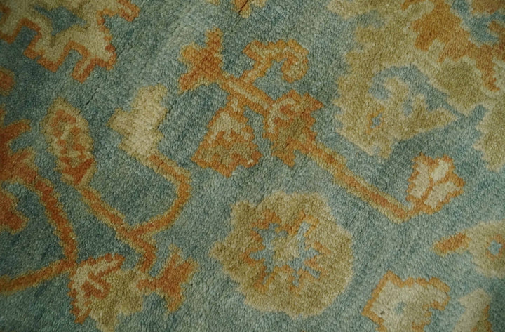 3x6 Runner Hand Knotted Blue, Beige and Rust Traditional Oushak Wool Area Rug | N338266 - The Rug Decor