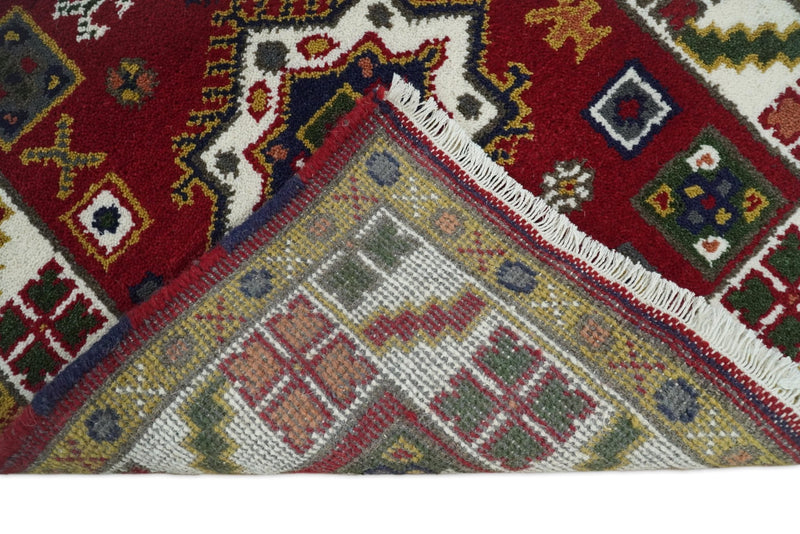3x8 Runner Hand Knotted traditional Kazak Rust and Ivory Armenian Rug | KZA23 - The Rug Decor