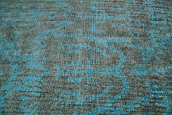 4.5x6.5 Hand Knotted Blue and Gray Modern Persian Style Contemporary Art Silk Area Rug | OP133 - The Rug Decor