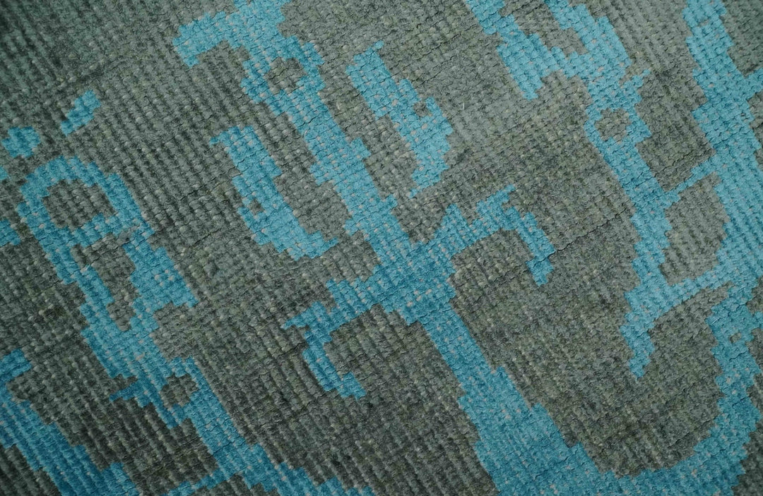 4.5x6.5 Hand Knotted Blue and Gray Modern Persian Style Contemporary Art Silk Area Rug | OP133 - The Rug Decor