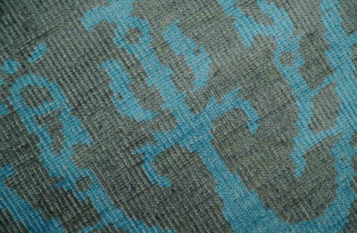 4.5x6.5 Hand Knotted Blue and Gray Modern Persian Style Contemporary Art Silk Area Rug | OP133 - The Rug Decor