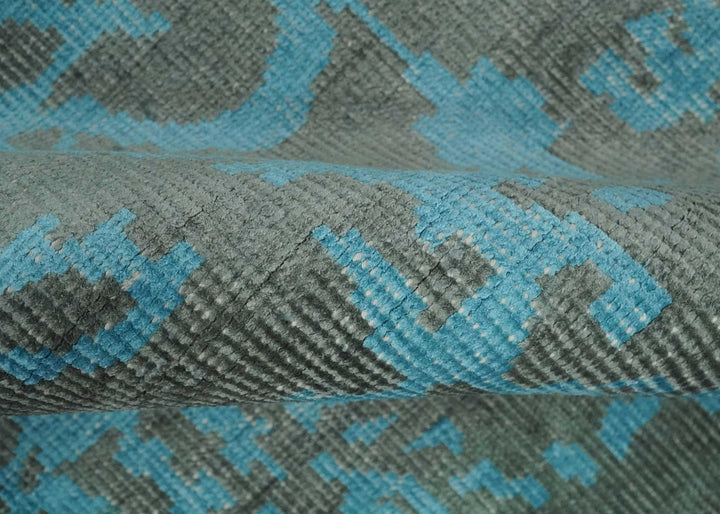 4.5x6.5 Hand Knotted Blue and Gray Modern Persian Style Contemporary Art Silk Area Rug | OP133 - The Rug Decor