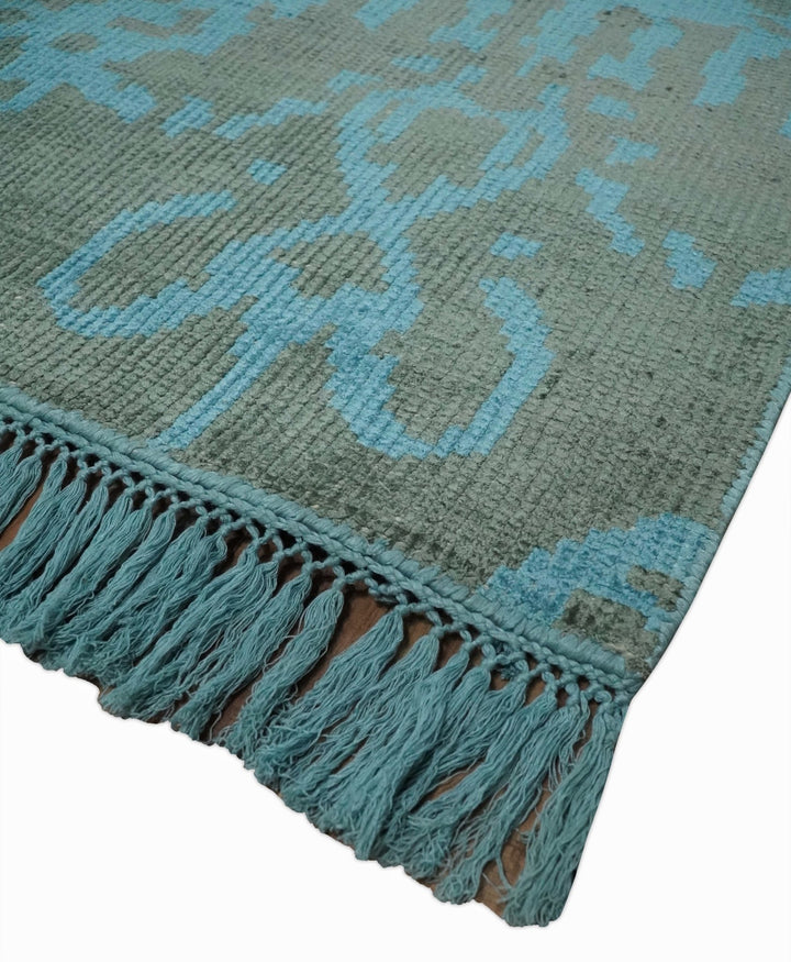 4.5x6.5 Hand Knotted Blue and Gray Modern Persian Style Contemporary Art Silk Area Rug | OP133 - The Rug Decor