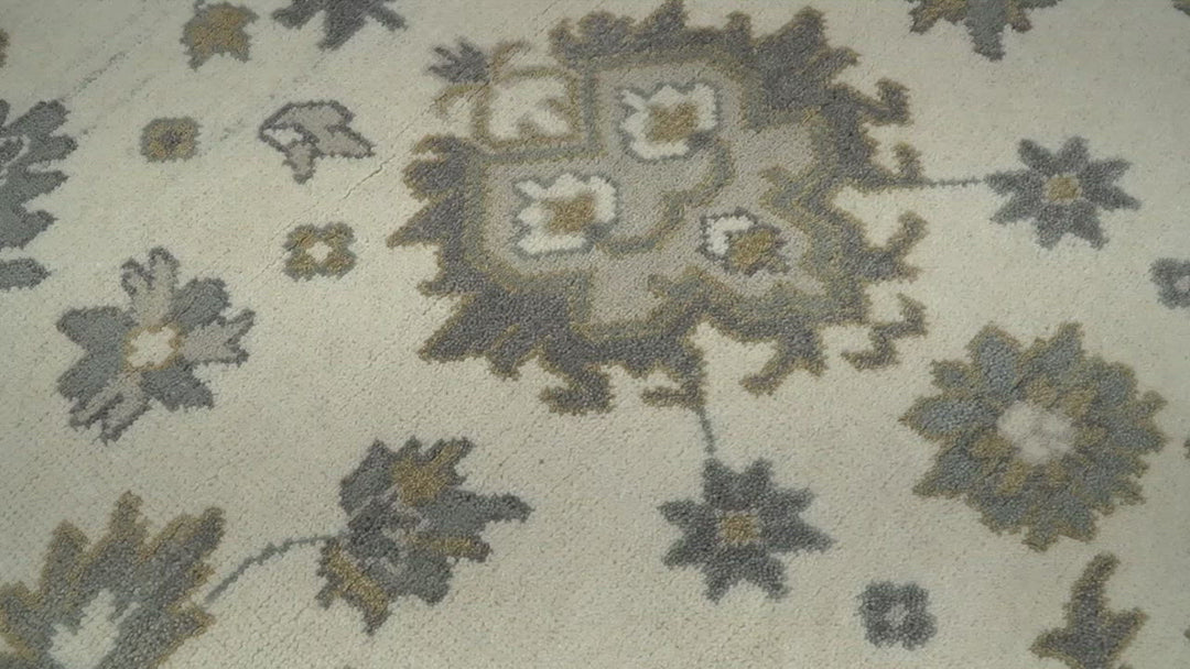 8x10 Hand Knotted Beige, Brown and Silver Traditional Vintage Persian Style Antique Wool Rug | TRDCP722810