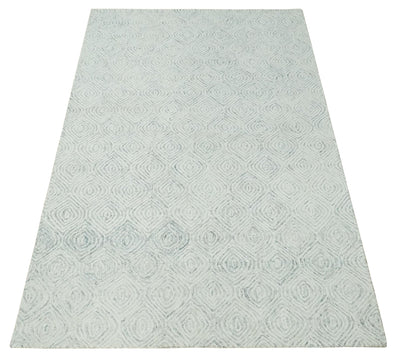4.9x7.11 Ivory and Gray Geometrical Shapes Hand Tufted Farmhouse Wool Area Rug - The Rug Decor