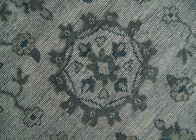 Vintage Distressed Hand Knotted Floral Gray Traditional Antique Area Rug