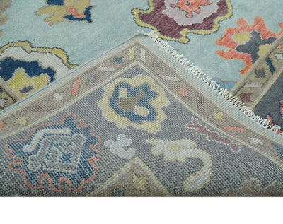 5x8, 6x9, 8x10, 9x12, 10x14 and 12x15 Hand Knotted Persian Oushak Blue and Gray Wool Area Rug | TRDCP811