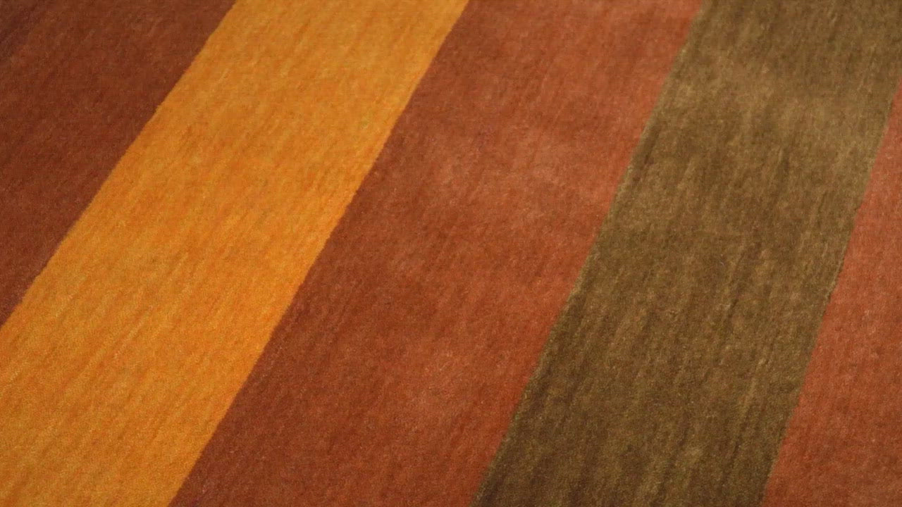 4x6 Small Rust and Gold Striped Wool Hand Woven Southwestern Gabbeh Rug| LOR20