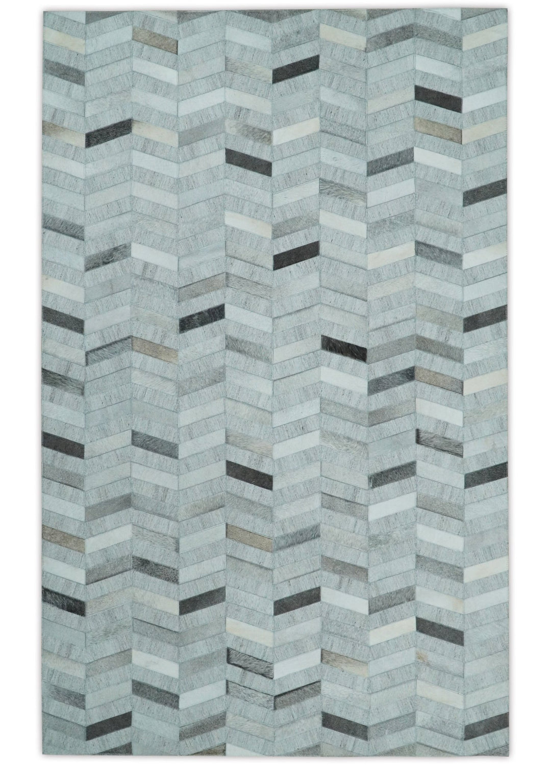 4x6, 5x8, 6x9, 8x10, 9x12, 6 and 8 feet Runner Ivory and Gray Leather Rug | Hairon Genuine Leather, Cowhide rug, Chevron Geometric Rug - The Rug Decor