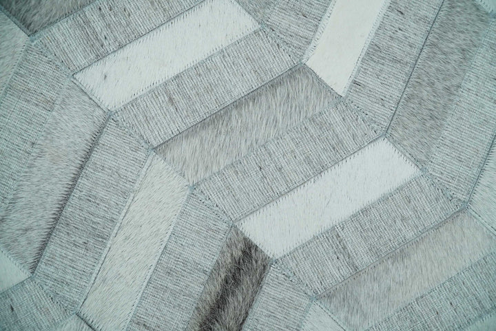 4x6, 5x8, 6x9, 8x10, 9x12, 6 and 8 feet Runner Ivory and Gray Leather Rug | Hairon Genuine Leather, Cowhide rug, Chevron Geometric Rug - The Rug Decor