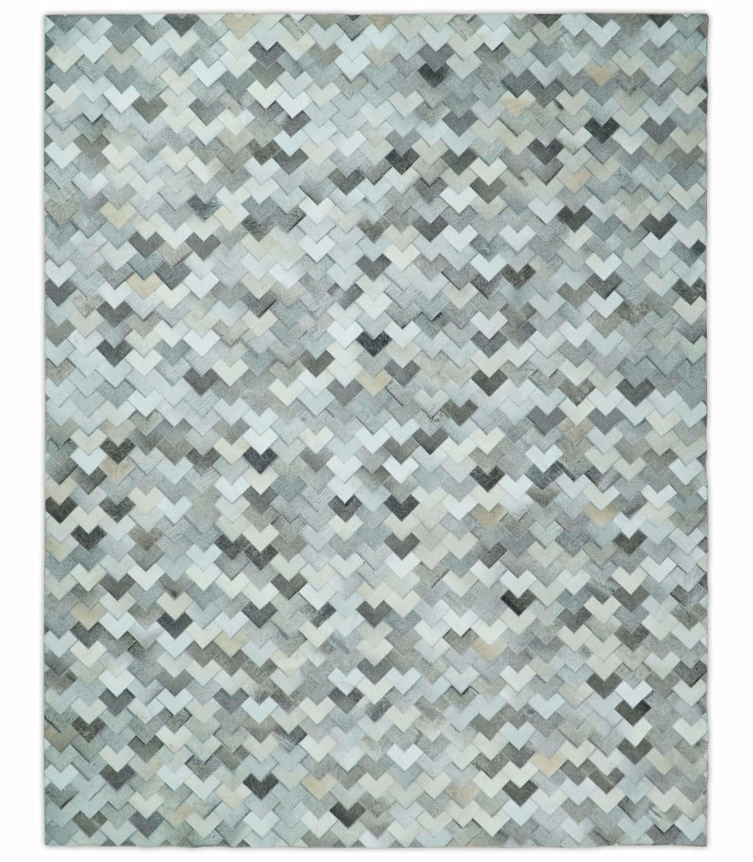 4x6, 5x8, 6x9, 8x10, 9x12, 6 and 8 feet Runner Ivory and Gray Leather Rug | Hairon Genuine Leather, Cowhide rug, Chevron Tile Geometric Rug - The Rug Decor