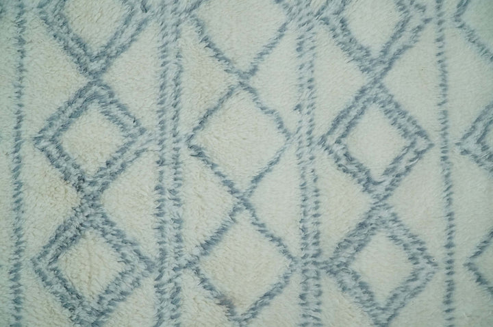 4x6, 5x8 and 8x10 Moroccan Rug | White and Blue Wool Rug | TRD1713 - The Rug Decor