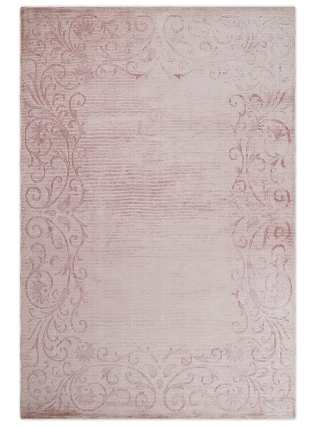 4x6 and 6x9 Hand Woven and Carved Pink Floral Art Silk Rug | KNT2 - The Rug Decor