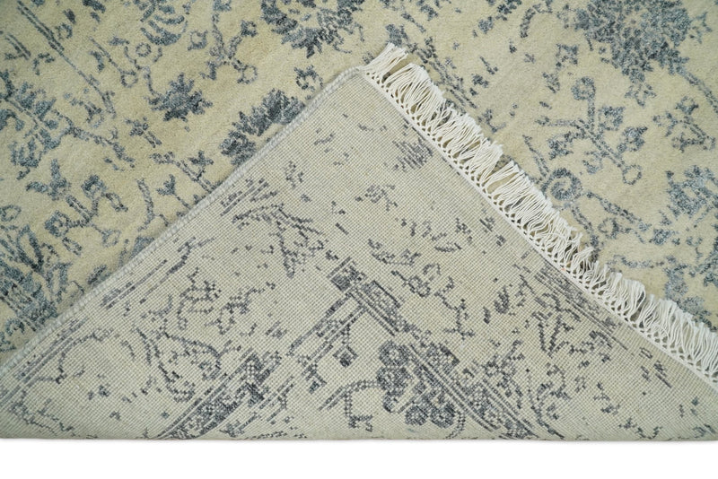 4x6 Fine Hand Knotted Beige and Gray Traditional Vintage Persian Style Antique Wool and Silk Rug | AGR14 - The Rug Decor