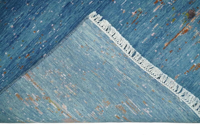 4x6 Fine Hand Knotted Blue and Brown Modern Abstract Wool Area Rug | AGR8 - The Rug Decor