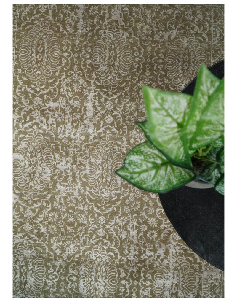 4x6 Fine Hand Knotted Cooper and Silver Traditional Vintage Persian Style Antique Wool and SIlk Rug | AGR16 - The Rug Decor