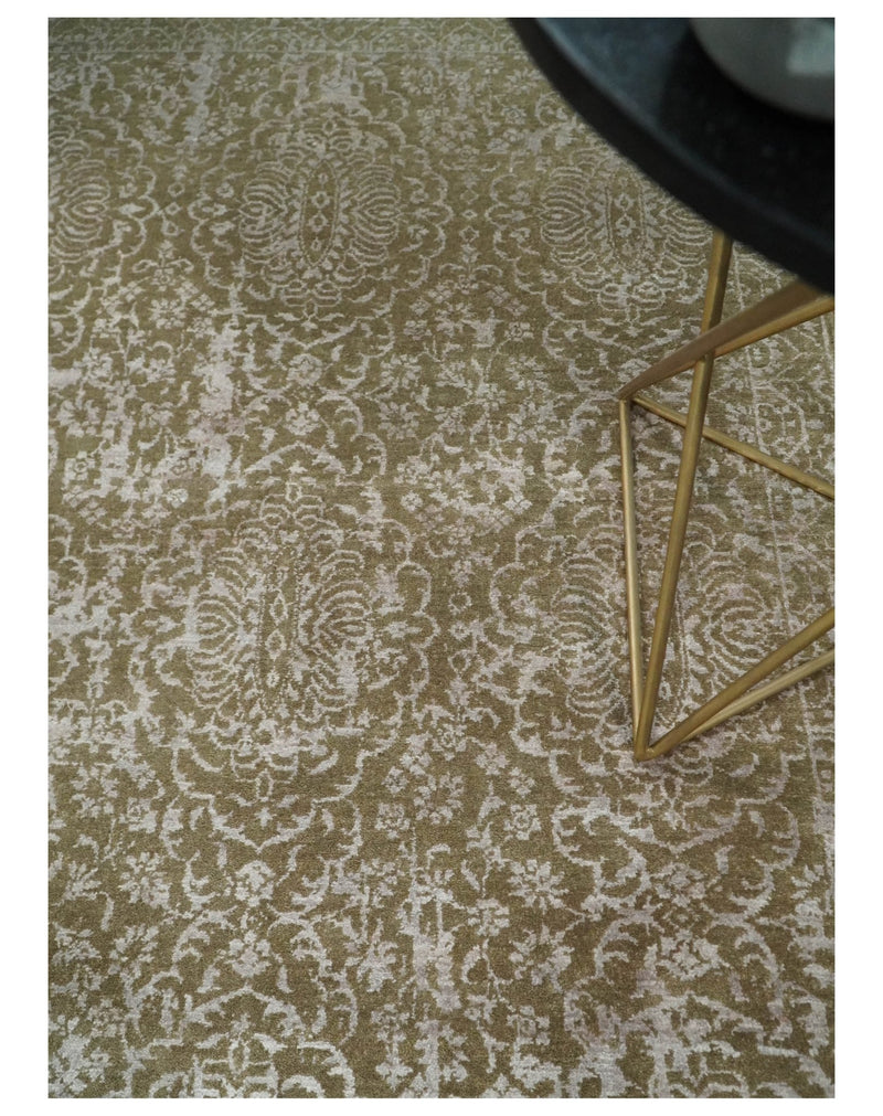 4x6 Fine Hand Knotted Cooper and Silver Traditional Vintage Persian Style Antique Wool and SIlk Rug | AGR16 - The Rug Decor