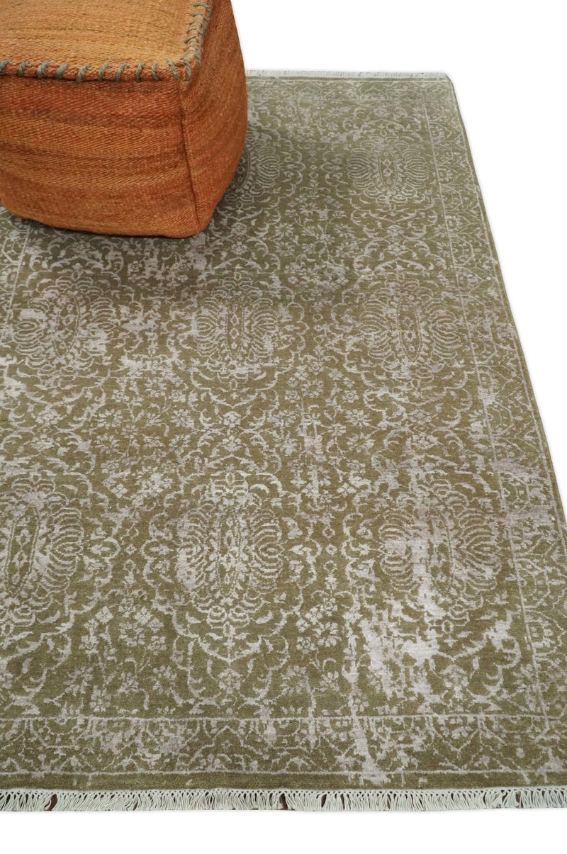 4x6 Fine Hand Knotted Cooper and Silver Traditional Vintage Persian Style Antique Wool and SIlk Rug | AGR16 - The Rug Decor
