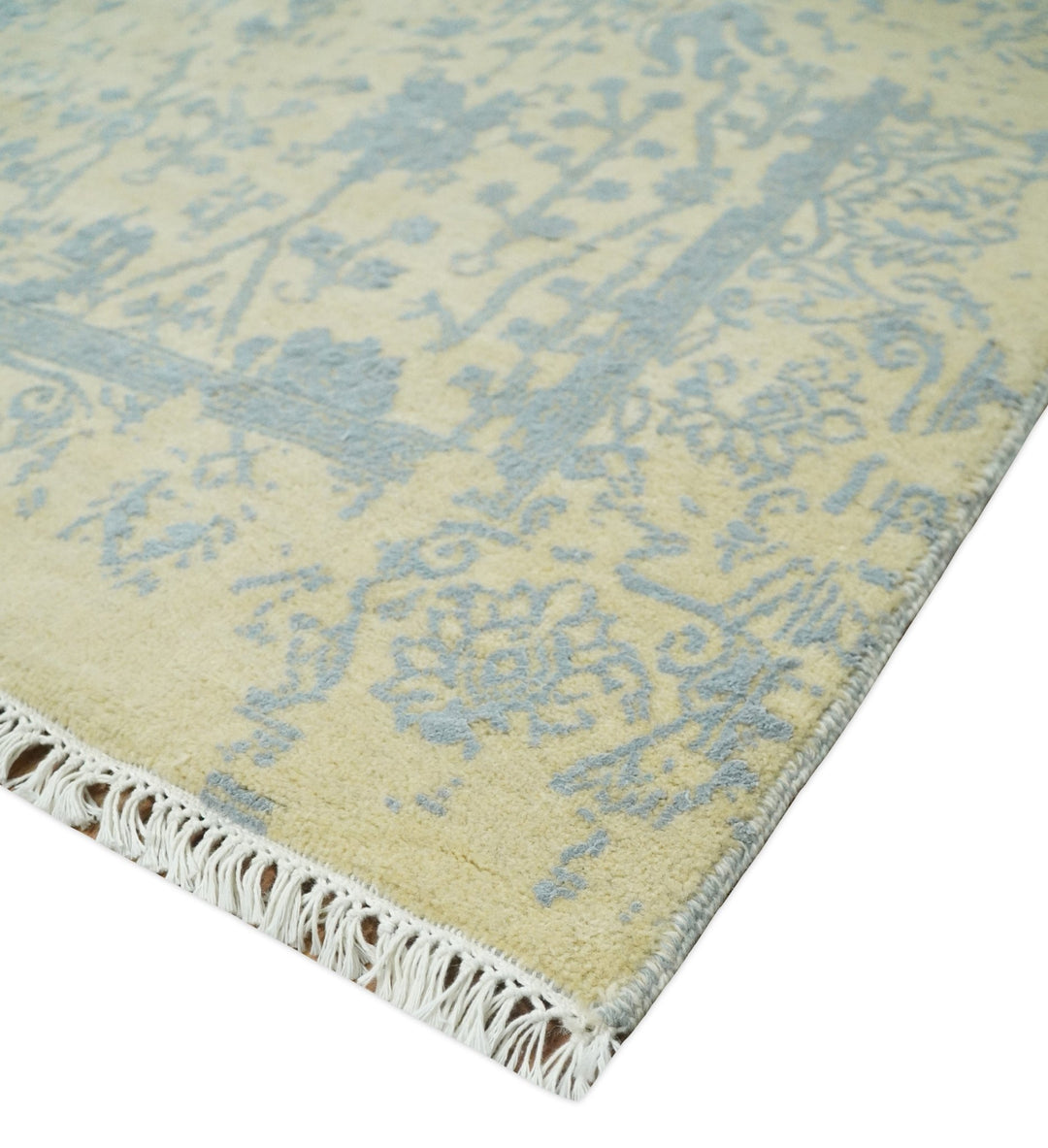 4x6 Fine Hand Knotted Gold and Silver Traditional Vintage Persian Style Antique Wool and Silk Rug | AGR11 - The Rug Decor