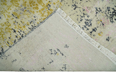 4x6 Fine Hand Knotted Gold, Gray and Ivory Modern Abstract Wool and SIlk Area Rug | AGR17 - The Rug Decor