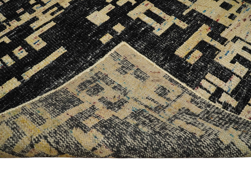4x6 Hand Knotted Camel and Black Modern Abstract Contemporary Recycled Silk Area Rug | OP54 - The Rug Decor