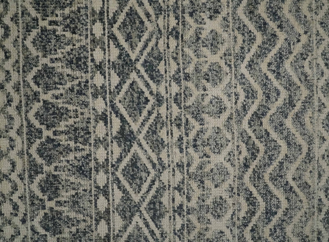 4x6 Hand Knotted Ivory, Black and Gray Modern Contemporary Southwestern Tribal Trellis Recycled Silk Area Rug | OP56 - The Rug Decor