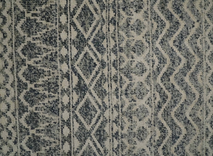 4x6 Hand Knotted Ivory, Black and Gray Modern Contemporary Southwestern Tribal Trellis Recycled Silk Area Rug | OP56 - The Rug Decor