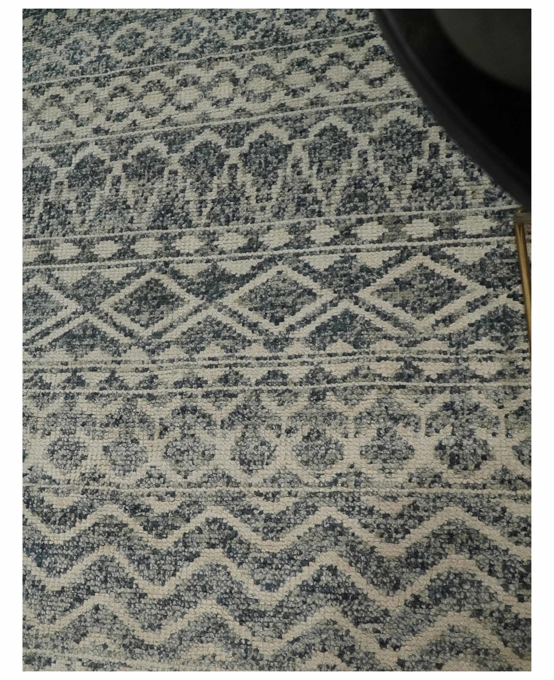 4x6 Hand Knotted Ivory, Black and Gray Modern Contemporary Southwestern Tribal Trellis Recycled Silk Area Rug | OP56 - The Rug Decor