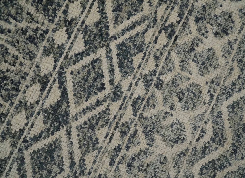 4x6 Hand Knotted Ivory, Black and Gray Modern Contemporary Southwestern Tribal Trellis Recycled Silk Area Rug | OP56 - The Rug Decor
