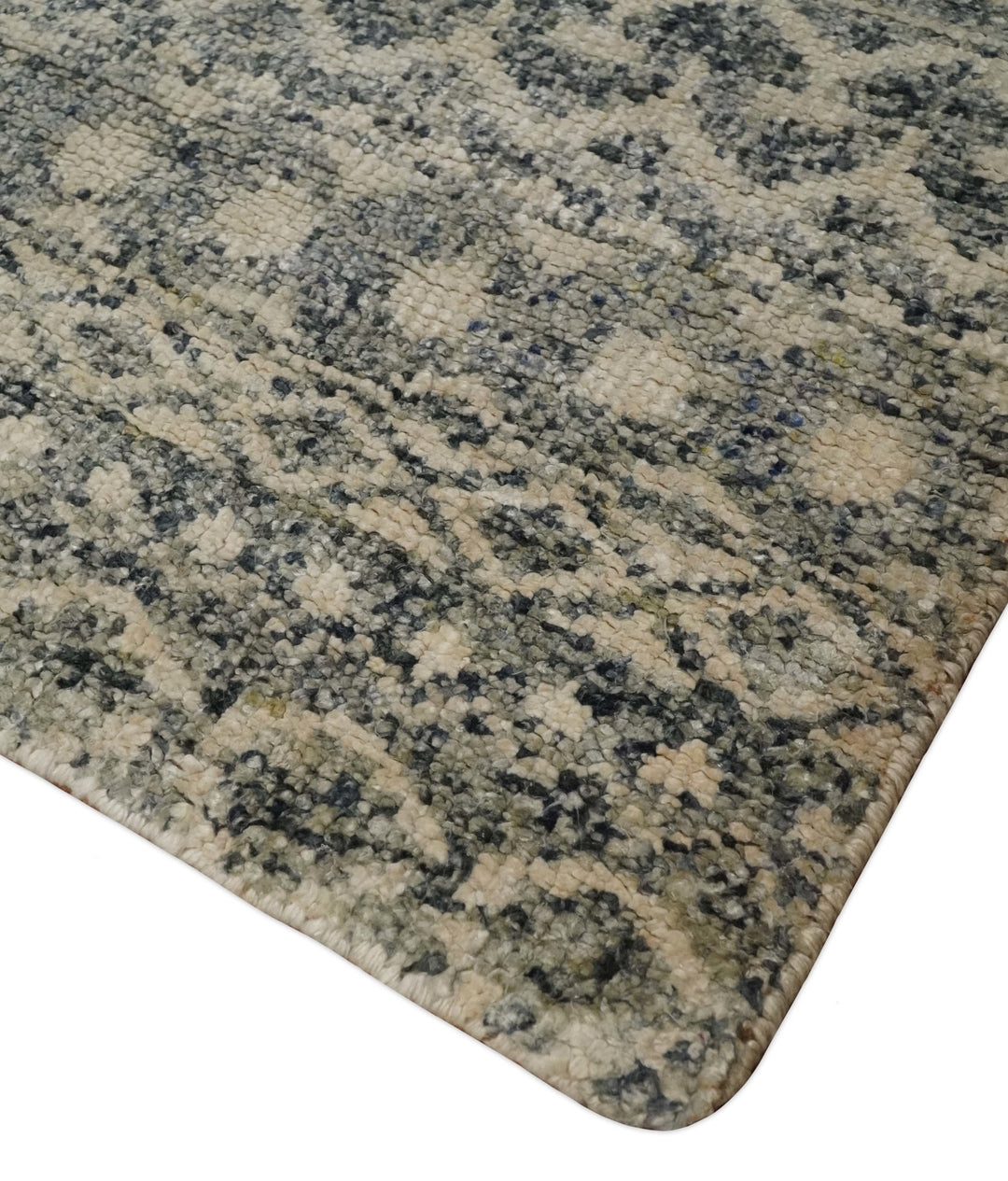 4x6 Hand Knotted Ivory, Black and Gray Modern Contemporary Southwestern Tribal Trellis Recycled Silk Area Rug | OP56 - The Rug Decor
