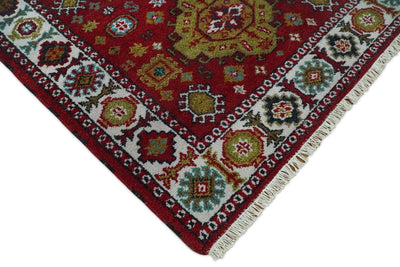 4x6 Hand Knotted traditional Kazak Red and Ivory Traditional Antique Tribal Armenian Rug | KZA8 - The Rug Decor