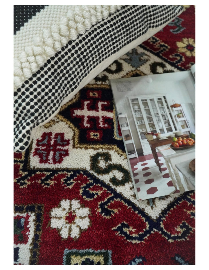 4x6 Hand Knotted traditional Kazak Rust and Ivory Traditional Tribal Armenian Rug | KZA10 - The Rug Decor