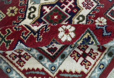 4x6 Hand Knotted traditional Kazak Rust and Ivory Traditional Tribal Armenian Rug | KZA10 - The Rug Decor