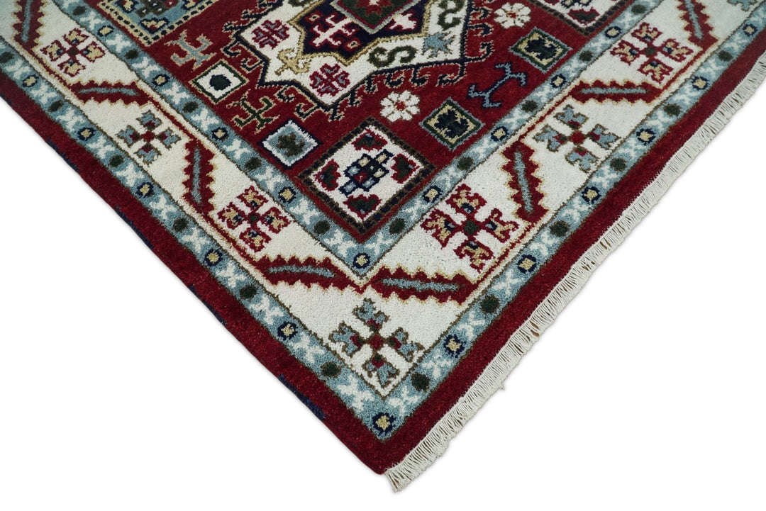 4x6 Hand Knotted traditional Kazak Rust and Ivory Traditional Tribal Armenian Rug | KZA10 - The Rug Decor