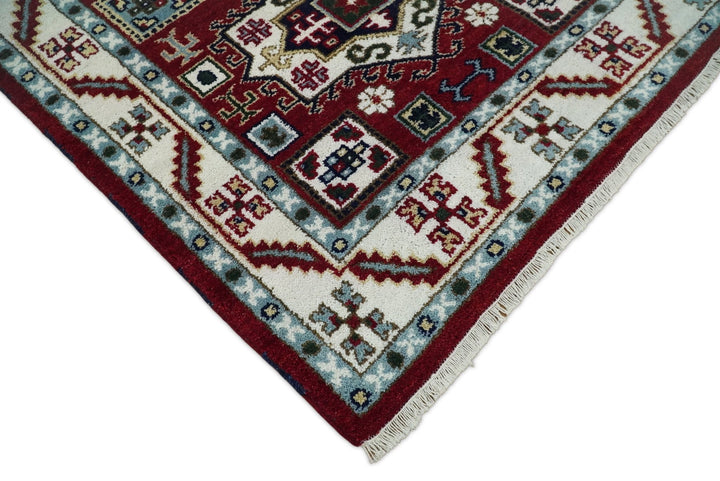 4x6 Hand Knotted traditional Kazak Rust and Ivory Traditional Tribal Armenian Rug | KZA10 - The Rug Decor