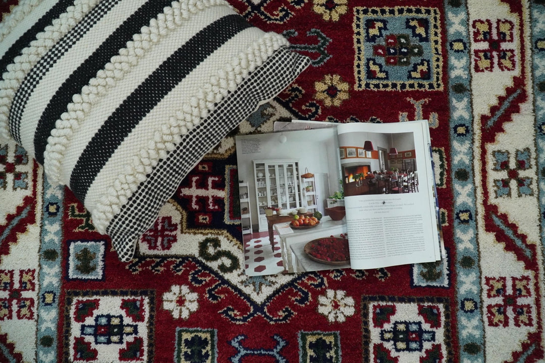 4x6 Hand Knotted traditional Kazak Rust and Ivory Traditional Tribal Armenian Rug | KZA10 - The Rug Decor