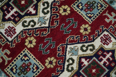 4x6 Hand Knotted traditional Kazak Rust and Ivory Traditional Tribal Armenian Rug | KZA10 - The Rug Decor