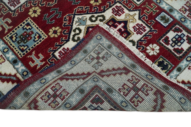 4x6 Hand Knotted traditional Kazak Rust and Ivory Traditional Tribal Armenian Rug | KZA10 - The Rug Decor