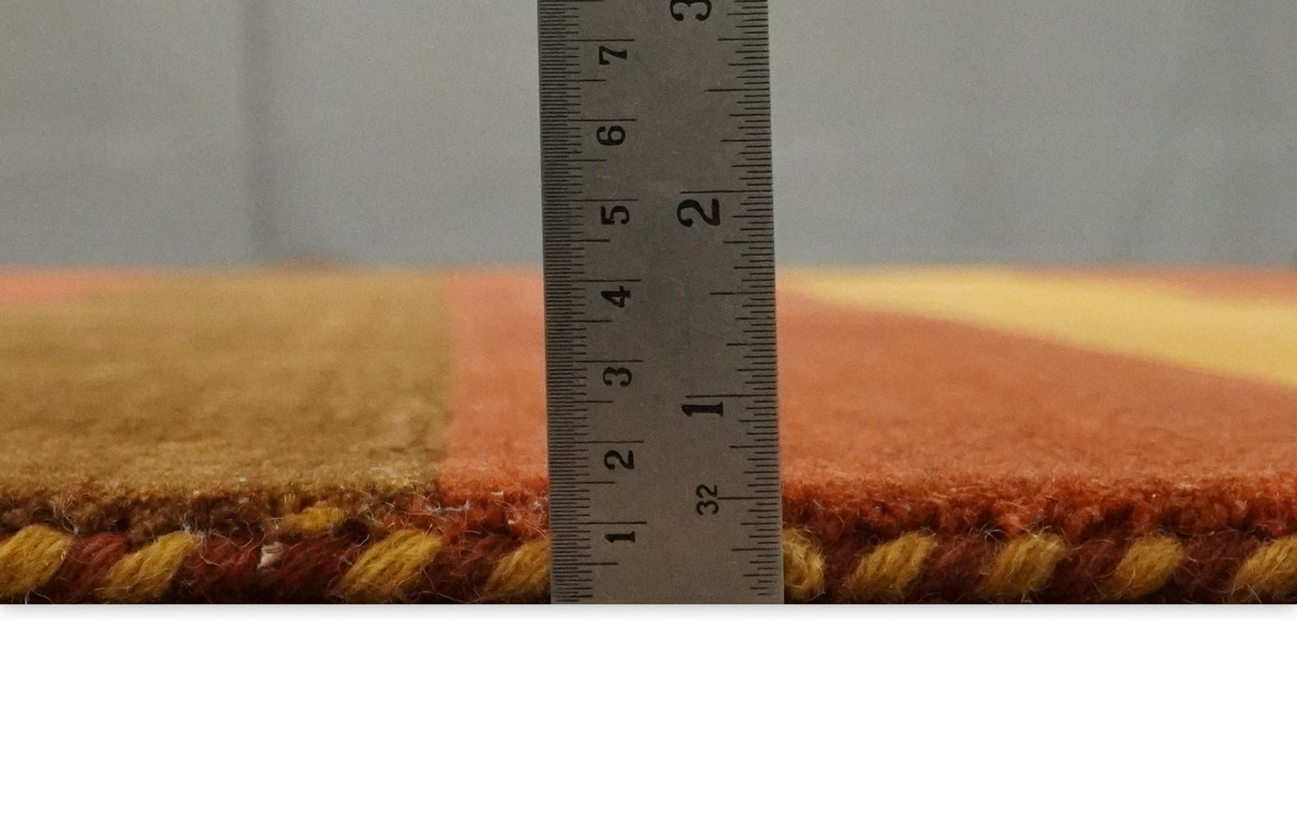 4x6 Small Rust and Gold Striped Wool Hand Woven Southwestern Gabbeh Rug| LOR20 - The Rug Decor