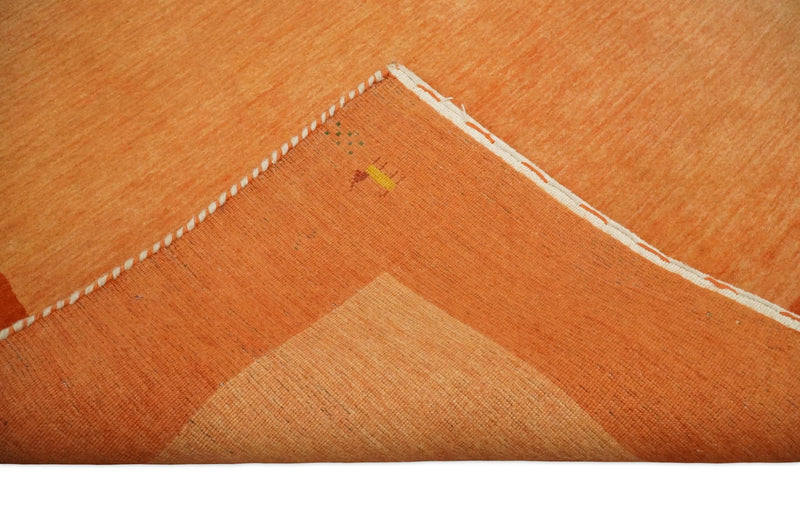4x6 Small Rust and Peach Farmhouse Wool Hand Woven Southwestern Gabbeh Rug| LOR9 - The Rug Decor