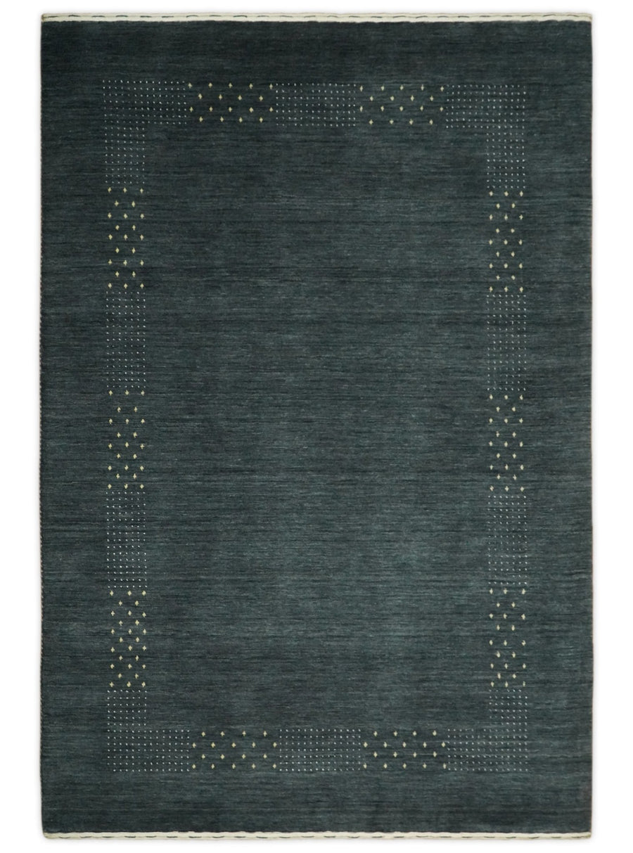 4x6 Small Solid Gray Wool Hand Woven Southwestern Gabbeh Rug | LOR16 - The Rug Decor