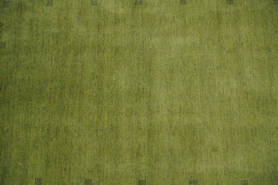 4x6 Small Solid Green Wool Hand Woven Southwestern Gabbeh Rug | LOR12 - The Rug Decor